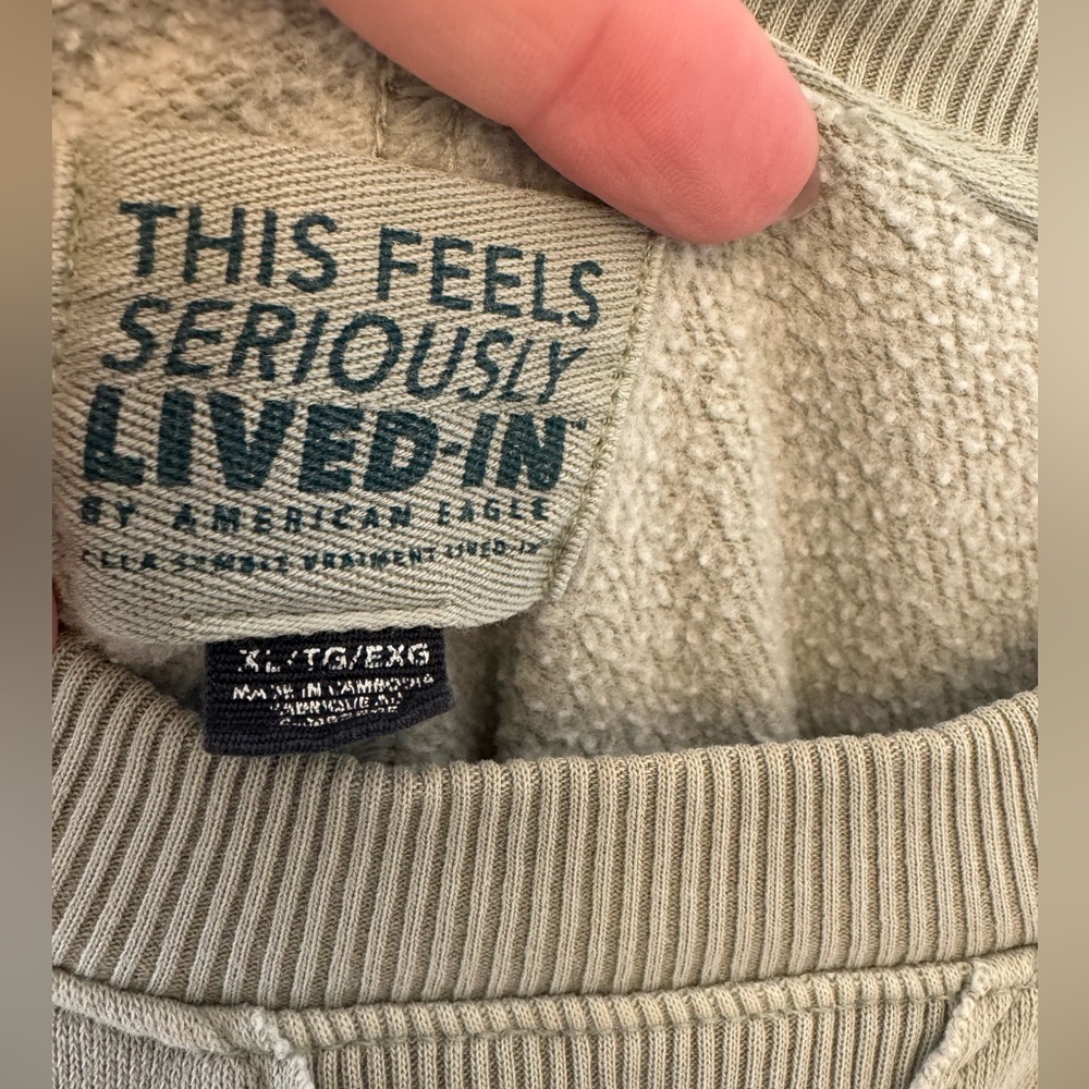 American Eagle AE Big Hug Light Green Graphic Sweatshirt - Picture 5 of 6